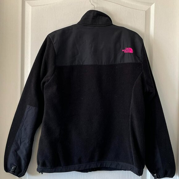 The North Face Denali Fleece Jacket in Black with a pink logo Women's size Large - Picture 4 of 9